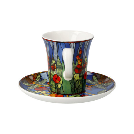 Goebel - Louis Comfort Tiffany | Kop en schotel Espresso Libelle | Porselein - 12cm - 100ml