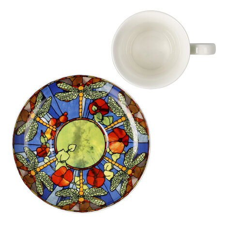 Goebel - Louis Comfort Tiffany | Kop en schotel Espresso Libelle | Porselein - 12cm - 100ml