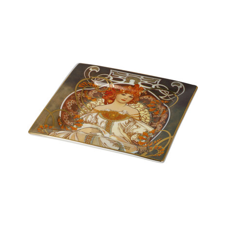 Goebel - Alphonse Mucha | Schaal Dagdromen | Porselein - 12cm - met echt goud