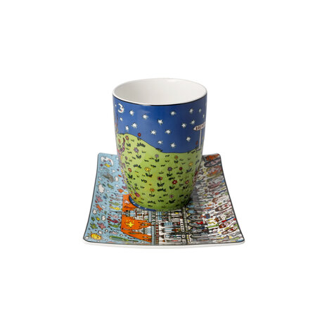 Goebel - James Rizzi | Kop en schotel All Roads Lead to Bremen | Porselein - 19cm - 400ml