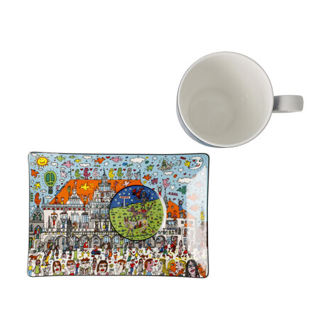 Goebel - James Rizzi | Kop en schotel All Roads Lead to Bremen | Porselein - 19cm - 400ml