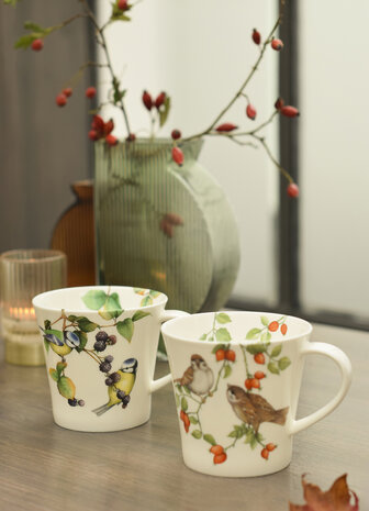 Goebel - Vogels | Koffie / Thee Mok Mussen | Beker - porselein - 350ml - 2 stuks