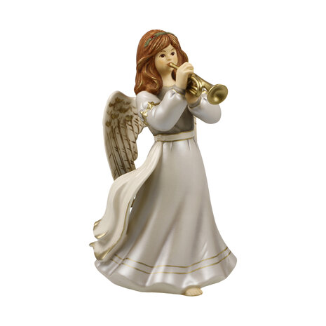 Goebel - Kerst | Decoratief beeld Engel Vrome trompettist | Aardewerk - 20cm - 2025