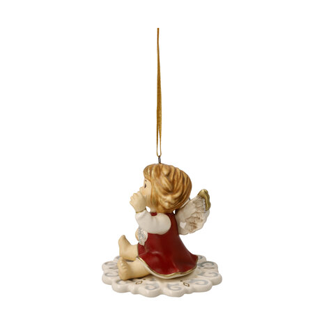 Goebel - Kerst | Kersthanger Engel Op weg naar de aarde rood | Aardewerk - 6cm - 2025
