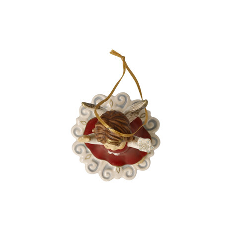 Goebel - Kerst | Kersthanger Engel Winterplezier rood | Aardewerk - 7cm - 2025