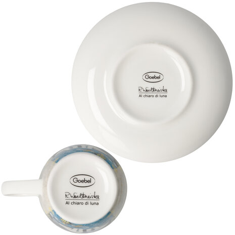 Goebel - Rosina Wachtmeister | Kop en schotel Espresso Al chiaro di luna | Porselein - 10cm - 100ml - 2 stuks