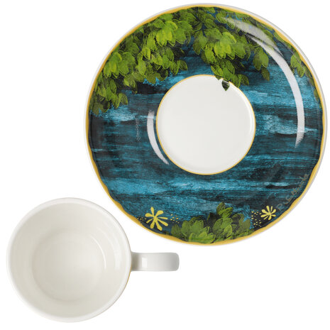 Goebel - Rosina Wachtmeister | Kop en schotel Espresso Al chiaro di luna | Porselein - 10cm - 100ml - 2 stuks