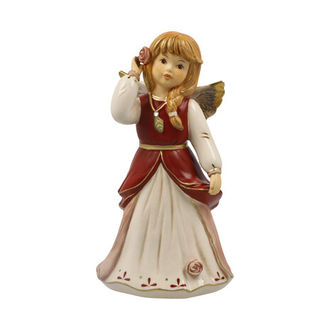 Goebel - Kerst | Decoratief beeld Engel Verkleed voor het festival rood | Aardewerk - 15cm - 2025
