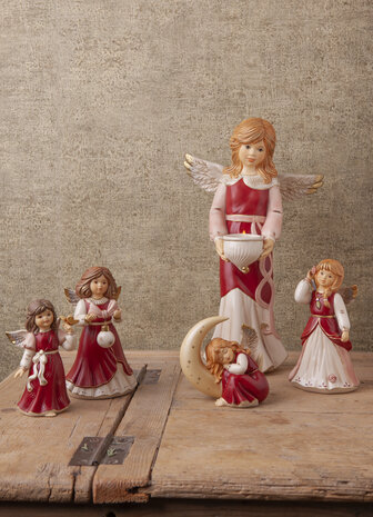 Goebel - Kerst | Decoratief beeld Engel Verkleed voor het festival rood | Aardewerk - 15cm - 2025