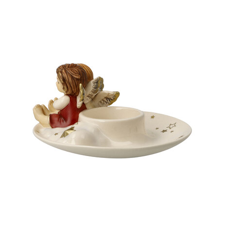 Goebel - Kerst | Decoratief beeld Engel Kaarsenhouder Avondrust | Aardewerk - 13cm - 2025