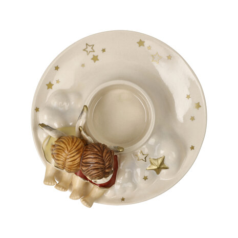 Goebel - Kerst | Decoratief beeld Engel Kaarsenhouder Avondrust | Aardewerk - 13cm - 2025