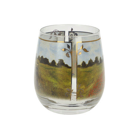 Goebel - Claude Monet | Windlicht / Theelicht Papaverveld | Glas - 10cm - waxinelicht houder - 2 stuks