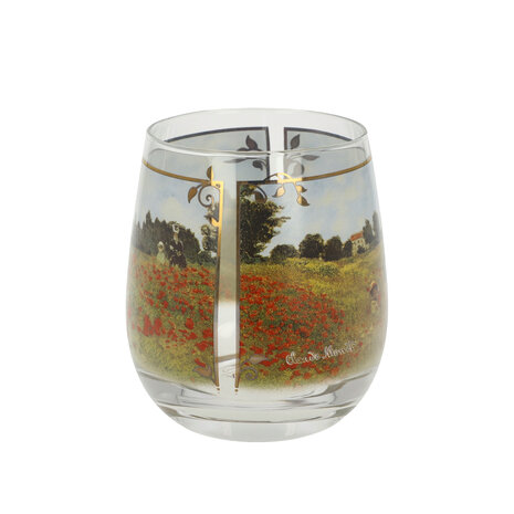 Goebel - Claude Monet | Windlicht / Theelicht Papaverveld | Glas - 10cm - waxinelicht houder - 2 stuks