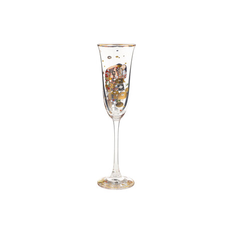 Goebel - Gustav Klimt | Champagne glas De vervulling | Glas - 24cm - met echt goud - 100ml - 2 stuks