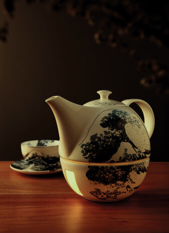 Goebel - Katsushika Hokusai | Theepot met warmer | Porselein - theekan - 1,2L