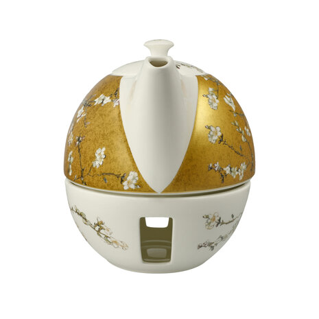 Goebel - Vincent van Gogh | Theepot met warmer Amandelboom goud | Porselein - theekan - 1,2L