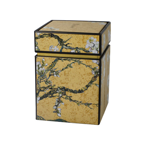 Goebel - Vincent van Gogh | Theedoos Amandelboom Goud | Metaal - 11cm - bewaardoos - 4 stuks