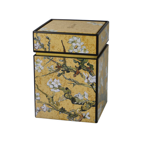 Goebel - Vincent van Gogh | Theedoos Amandelboom Goud | Metaal - 11cm - bewaardoos - 4 stuks