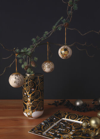 Goebel - Gustav Klimt | Kerstbal De Levensboom | Porselein - 8cm - met echt goud