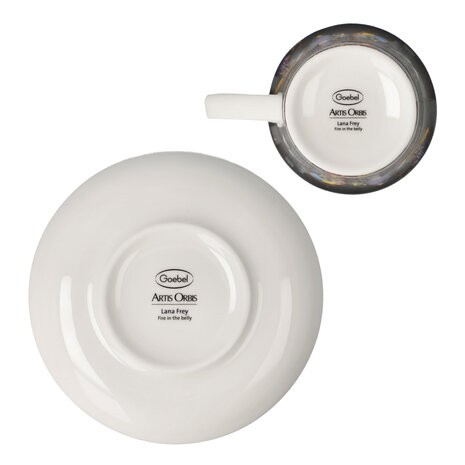 Goebel - Lana Frey | Kop en schotel Espresso Fire in the Belly | Porselein - 12cm - 100ml - 2 stuks