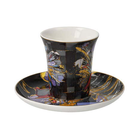 Goebel - Lana Frey | Kop en schotel Espresso Fire in the Belly | Porselein - 12cm - 100ml - 2 stuks