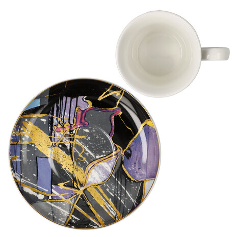 Goebel - Lana Frey | Kop en schotel Espresso Fire in the Belly | Porselein - 12cm - 100ml - 2 stuks