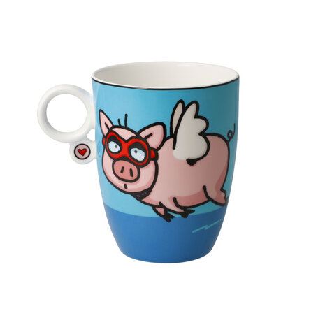 Goebel - Ed Heck | Koffie / Thee Mok When Pigs Fly | Beker - porselein - 400ml - 2 stuks