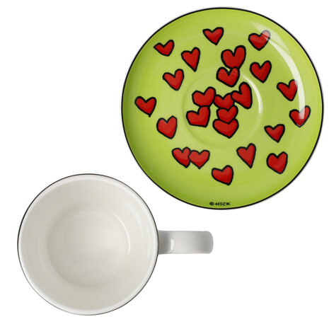 Goebel - Ed Heck | Kop en schotel Espresso Roar | Porselein - 12cm - 100ml - 2 stuks