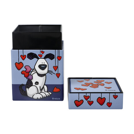 Goebel - Ed Heck | Theedoos Love Dog | Metaal - 11cm - bewaardoos - 4 stuks