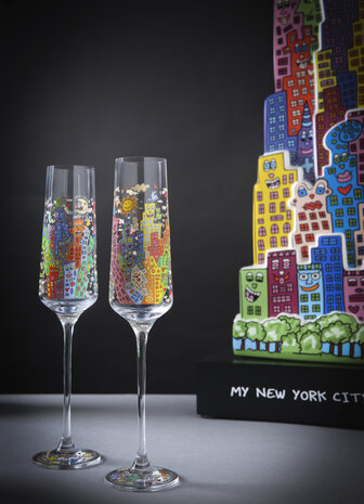 Goebel - Jamez Rizzi | Champagne glas My NYC Night | Glas - 26cm - 200ml - 2 stuks