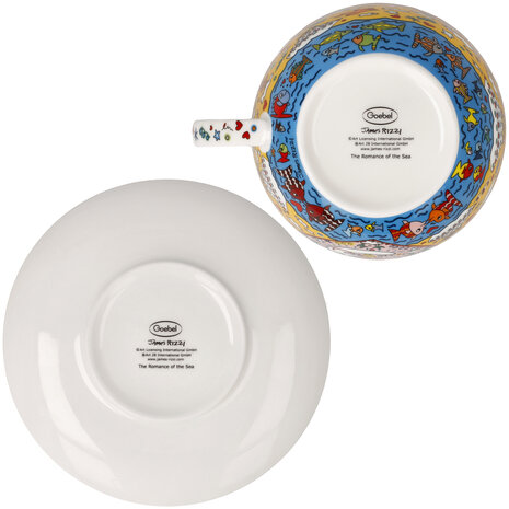 Goebel - James Rizzi | Kop en schotel Cappuccino The Romance of the Sea | Porselein - 500ml