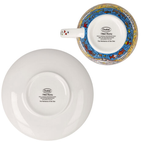 Goebel - James Rizzi | Kop en schotel Cappuccino The Romance of the Sea | Porselein - 250ml