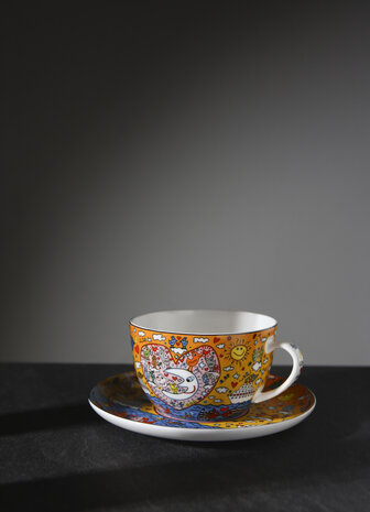 Goebel - James Rizzi | Kop en schotel Cappuccino The Romance of the Sea | Porselein - 250ml