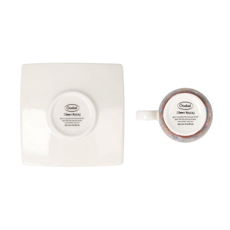 Goebel - James Rizzi | Kop en schotel Espresso We are the Birds | Porselein - 10cm - 100ml - 2 stuks