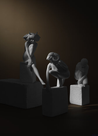 Goebel - Christel Zodiacs | Decoratief beeld Sterrenbeeld Ram vrouwelijk | Porselein - 25cm