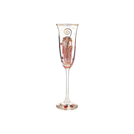 Goebel - Gustav Klimt | Champagne glas Geneesmiddel | Glas - 24cm - met echt goud - 100ml - 2 stuks