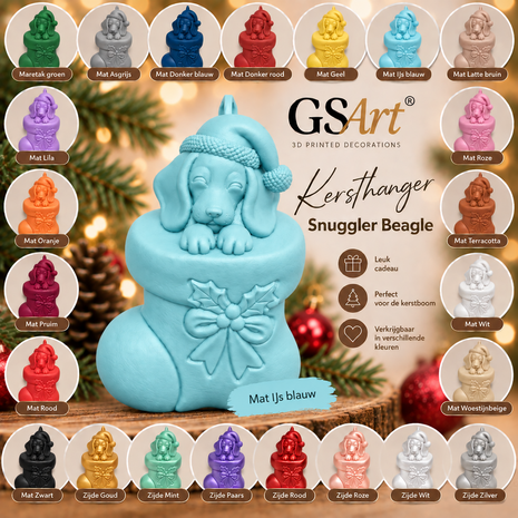GSArt Kersthanger Hond Snuggler Beagle &ndash; 3D Geprinte Kerstdecoratie &ndash; Kerstboom Hanger