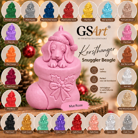 GSArt Kersthanger Hond Snuggler Beagle &ndash; 3D Geprinte Kerstdecoratie &ndash; Kerstboom Hanger