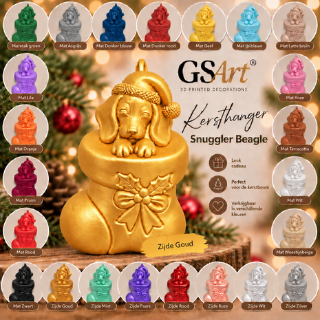 GSArt Kersthanger Hond Snuggler Beagle &ndash; 3D Geprinte Kerstdecoratie &ndash; Kerstboom Hanger