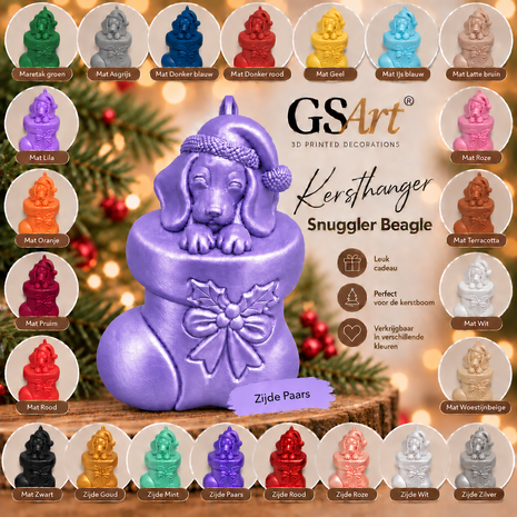 GSArt Kersthanger Hond Snuggler Beagle &ndash; 3D Geprinte Kerstdecoratie &ndash; Kerstboom Hanger