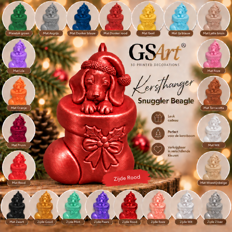 GSArt Kersthanger Hond Snuggler Beagle &ndash; 3D Geprinte Kerstdecoratie &ndash; Kerstboom Hanger