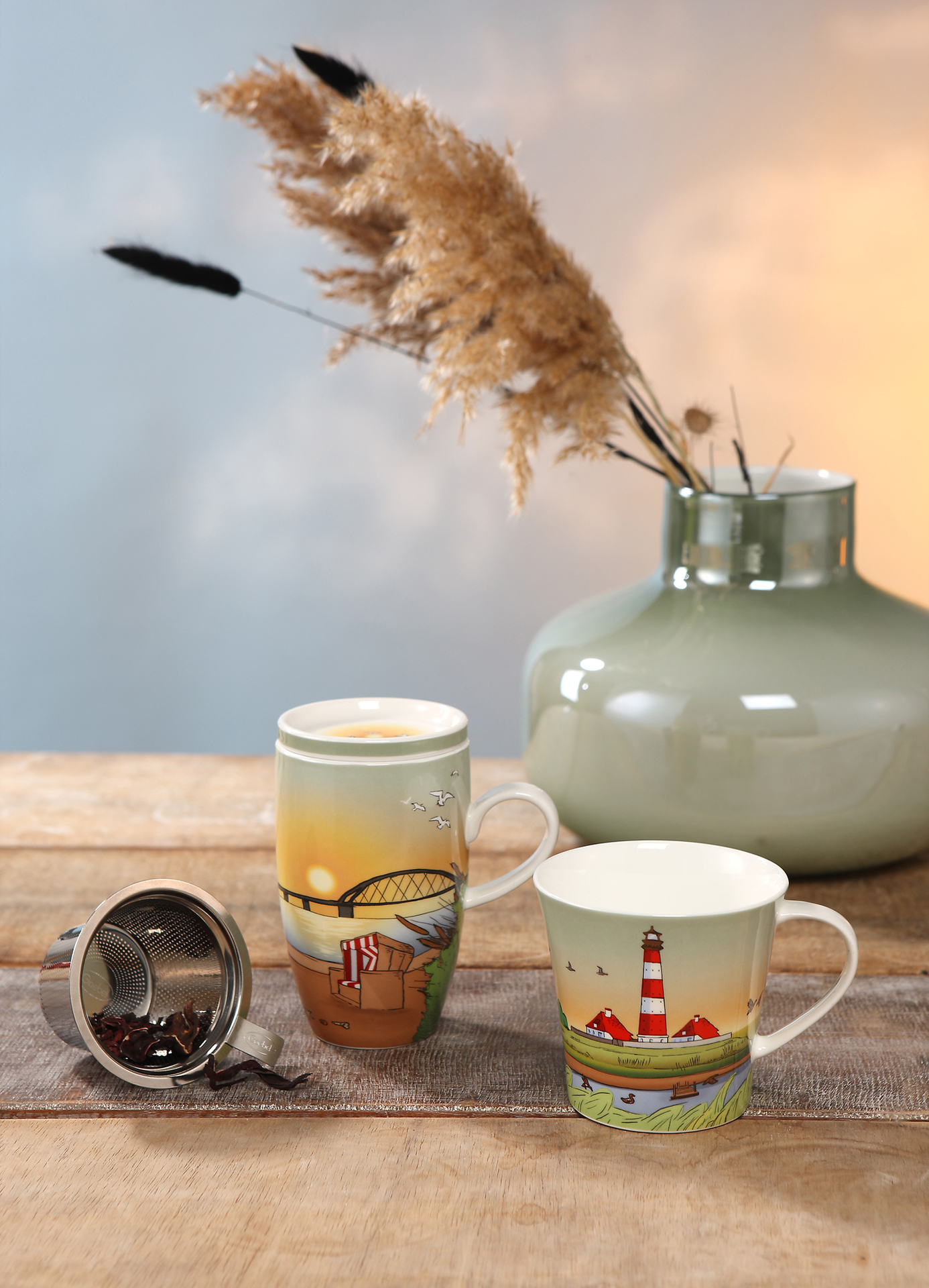 Tasse à Café/thé Goebel Sunset Mood Scandic Home En Porcelaine Fine - 35 Cl, Multicolore - Neuf Avec Emballage