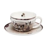 OP=OP Goebel - Rosina Wachtmeister | Kop en schotel Cappuccino Carota con amici | Porselein - 15cm OP=OP Goebel - Rosina Wachtmeister | Kop en schotel Cappuccino Carota con amici | Porselein - 15cm