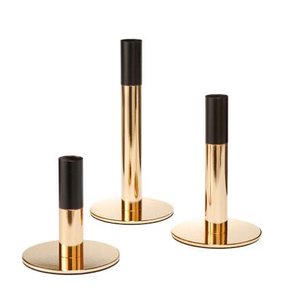 Goebel - Accessoires | Kandelaar Set Goud / Zwart | Metaal - 21cm - 3 kaarsen