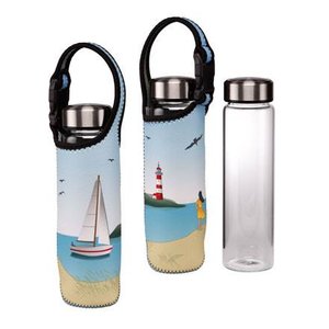 Goebel - Scandic Home | Glazen fles met hoes Ocean Love | Beker - glas - 700ml