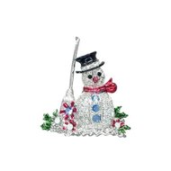 Goebel® - Fitz and Floyd | Broche "Sneeuwpop" | Met de hand gemaakt, 4cm, met glaskristallen