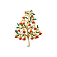 Brooche - Tree Gold-Red